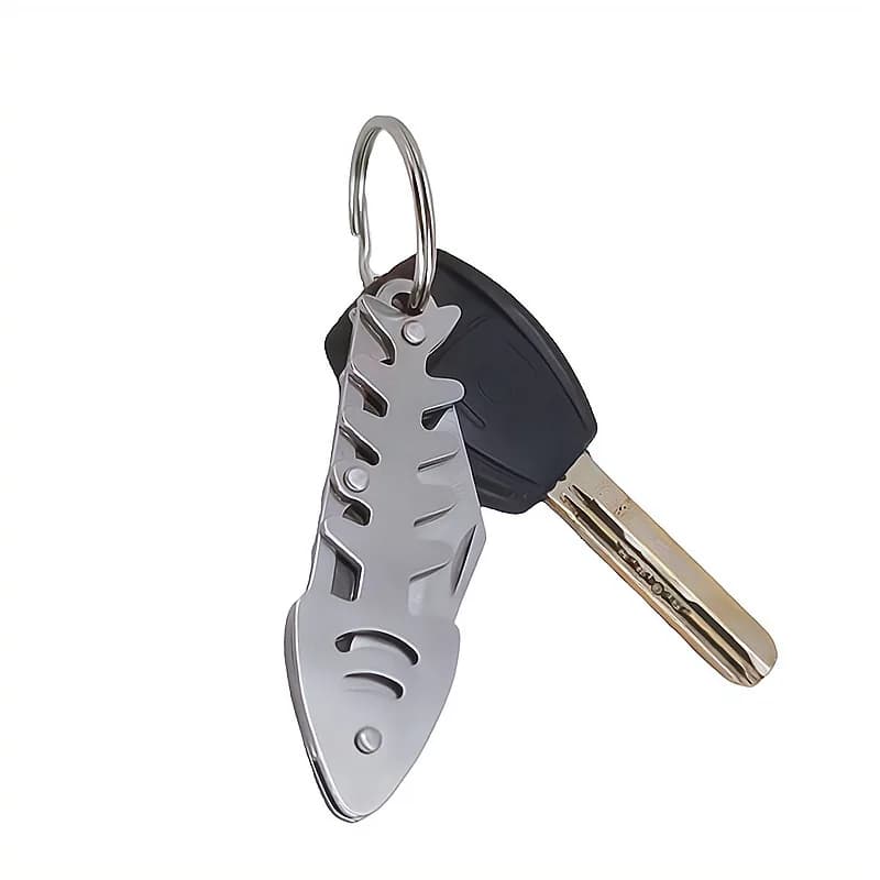 Quick Pop Up Fish Bone Keychain Folding Knife Stainless Steel Mini Pocket Cutter Outdoor Camping EDC Box Cutting Tool
