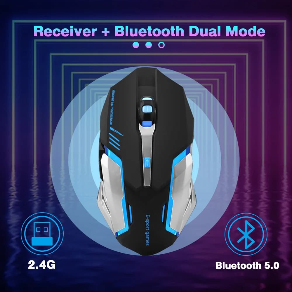 Gaming Mouse Rechargeable 2.4GWireless Bluetooth Mouse Mute Ergonomic Mouse for Computer Laptop LED Backlit Mice for IOS Android mouse mouse wireless gaming mouse mouse gamer laptop accessories bluetooth mouse