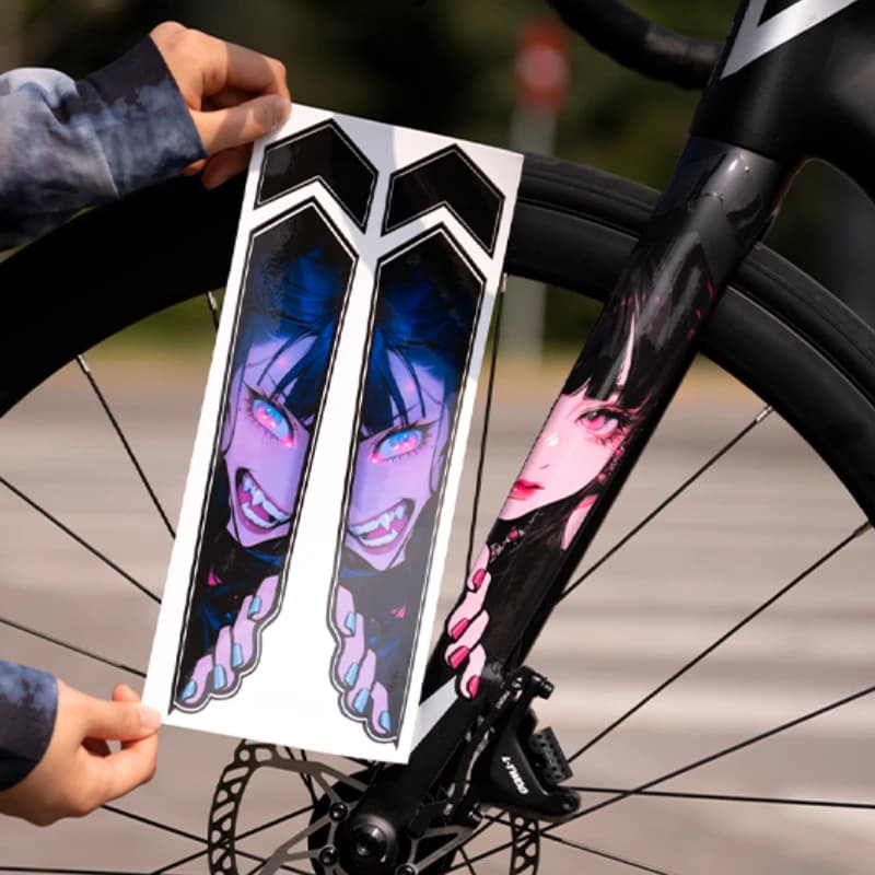 1 pair Anime Eyes MTB Bike Waterproof Sticker for highway fork bicycle upper tube bike electric scooter decoration decal vinyl decal