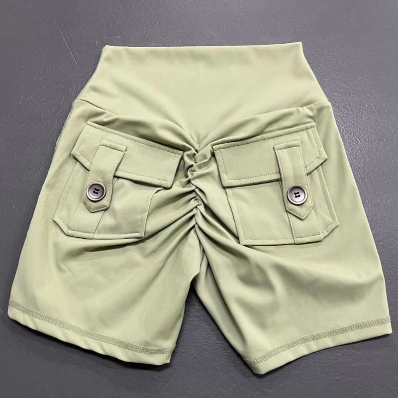 Pantaloncini Push-Up da Ciclismo, Abbigliamento Sportivo da Donna con Tasche, Leggings a Vita Alta per Fitness e Allenamento