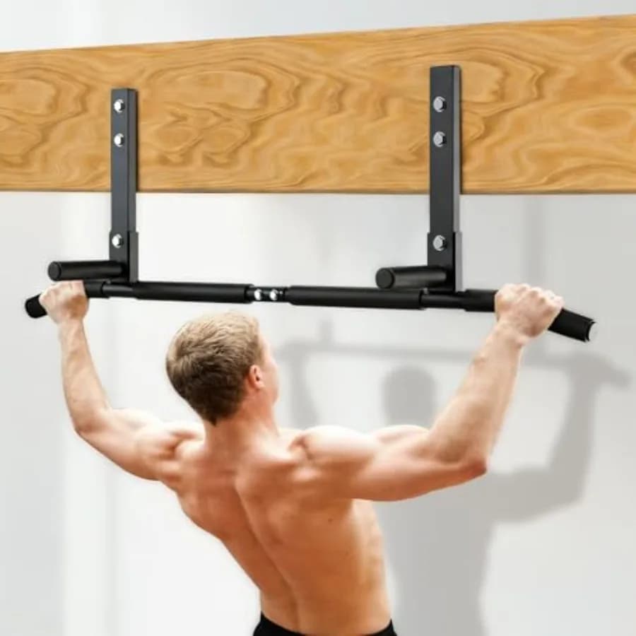 42 Wide-Grip traction bar for wooden and concrete beams, black non-slip handle, targeted muscle stimulation, easy installation
