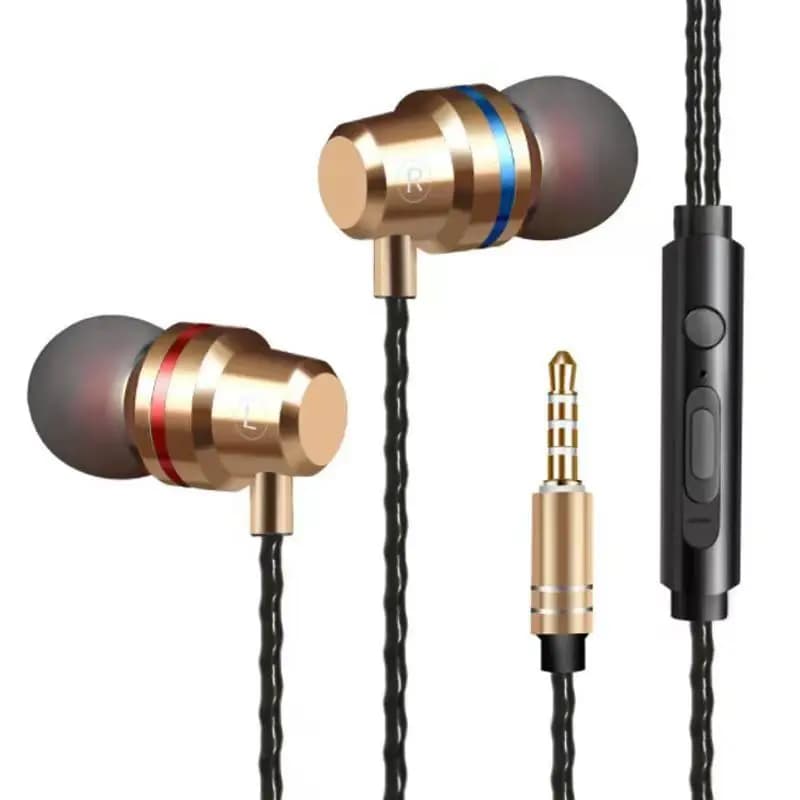 Cuffie cablate da gioco, auricolari in metallo cablati da gioco, cuffie stereo HiFi Bass da 3,5 mm, auricolari con cancellazione del rumore, per telefono e computer