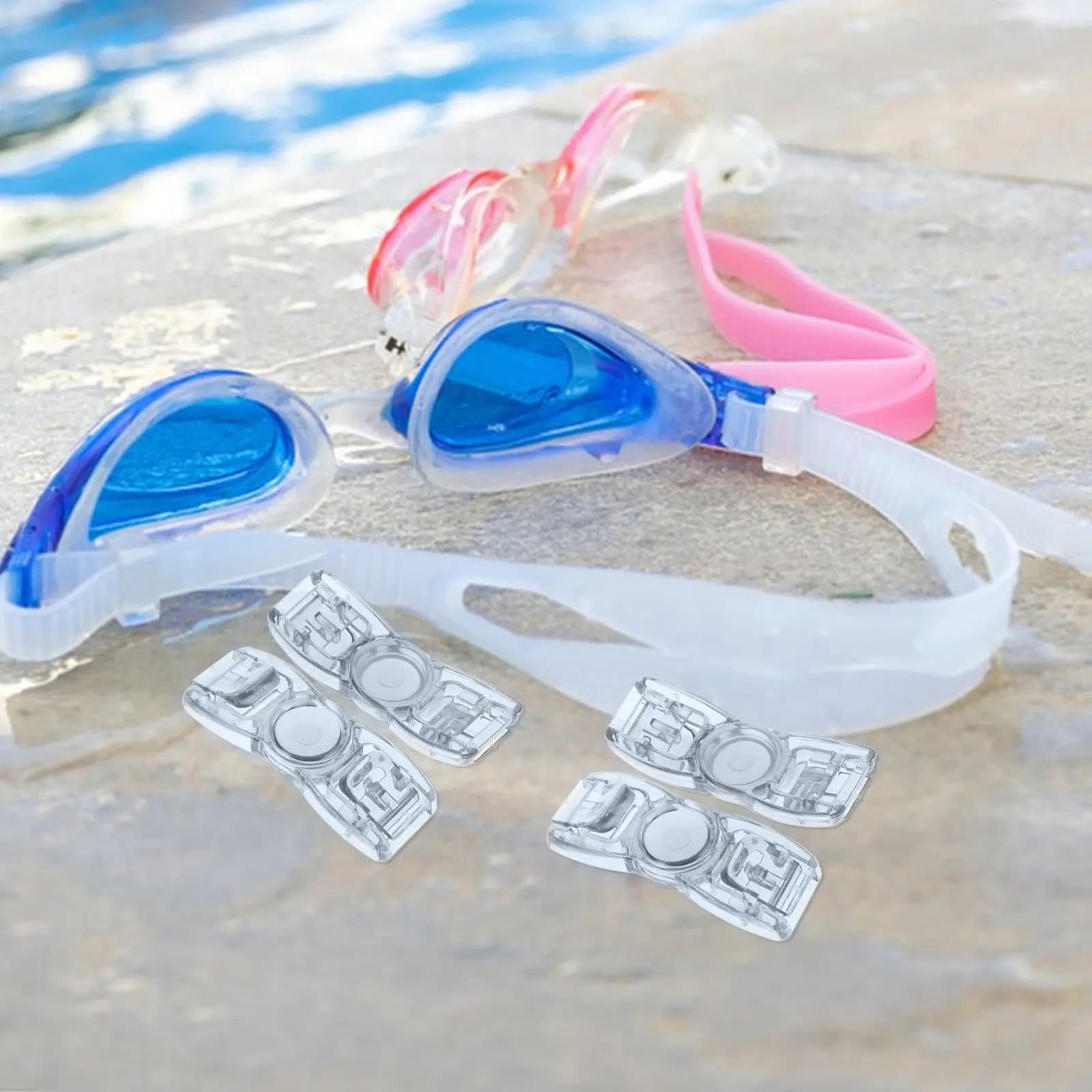 4Pcs Universal Swim Goggles Buckles Clip-on Plastic Adjustable Strap Buttons Replacement for Swimming Glasses Black