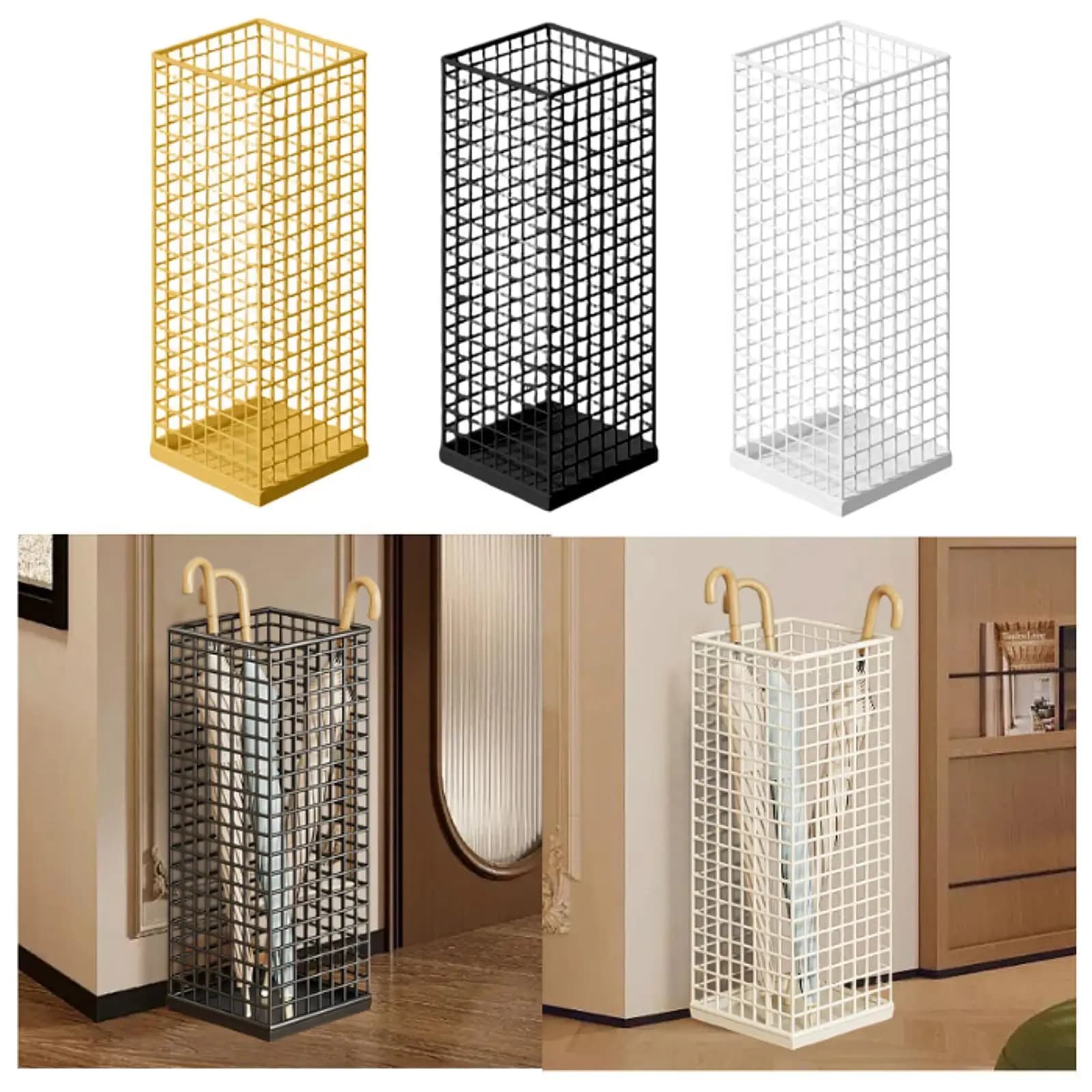 Iron Umbrellas Stand Large Capacity Modern Storage Bucket Umbrella Organizer for Hotel Office Indoor Outdoor Home Entryway