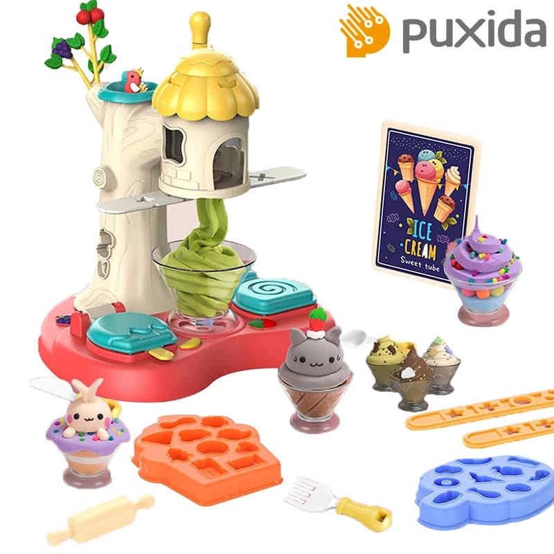 Macchina per pasta gelato all'argilla colorata per bambini 26 pezzi simulazione fai da te gioca a pasta Set di giocattoli per la produzione di strumenti per stampi in plastilina