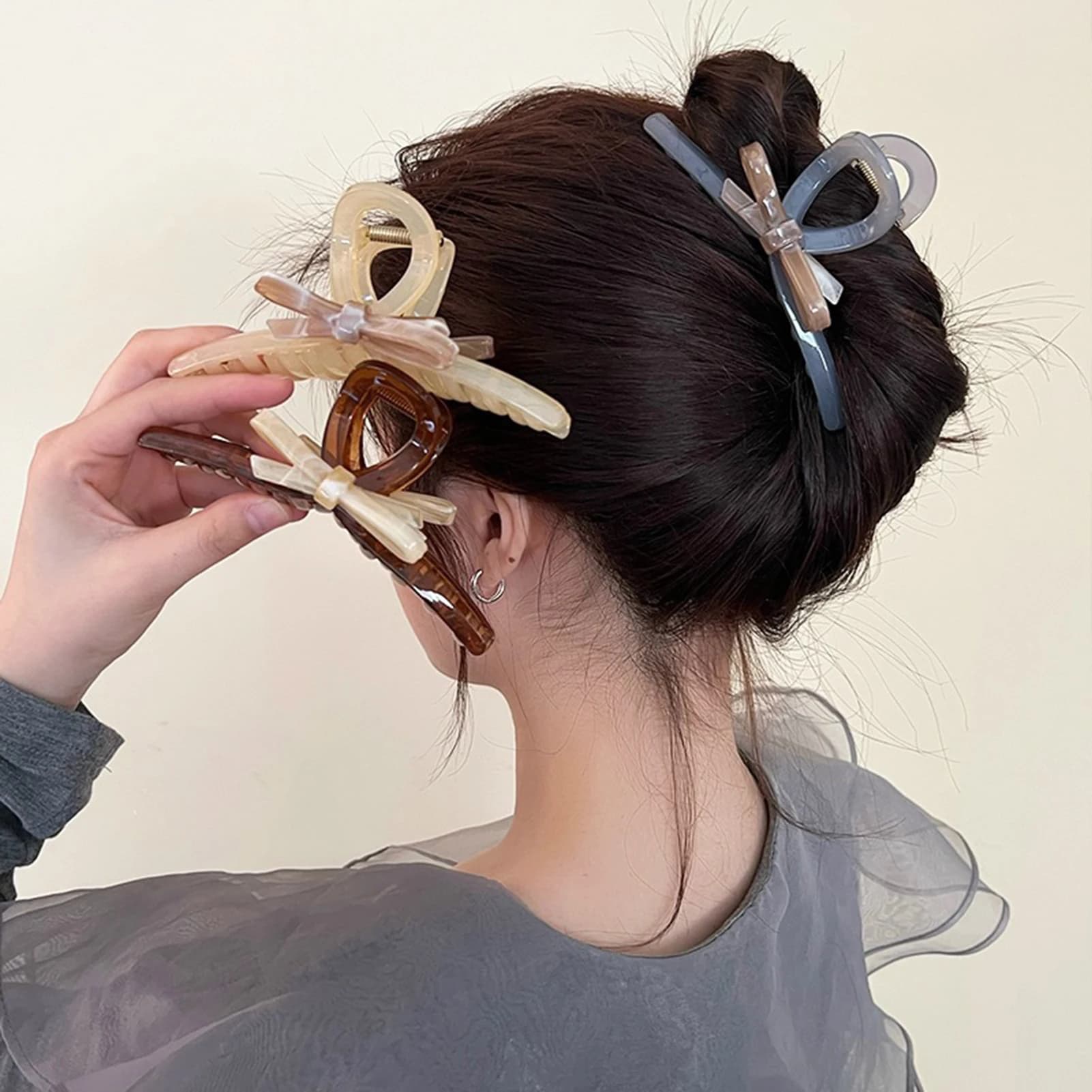 Fermaglio per capelli a fiocco coreano in resina alla moda per donna, fermaglio antiscivolo in acetato per donne e ragazze, strumenti per lo styling dei capelli