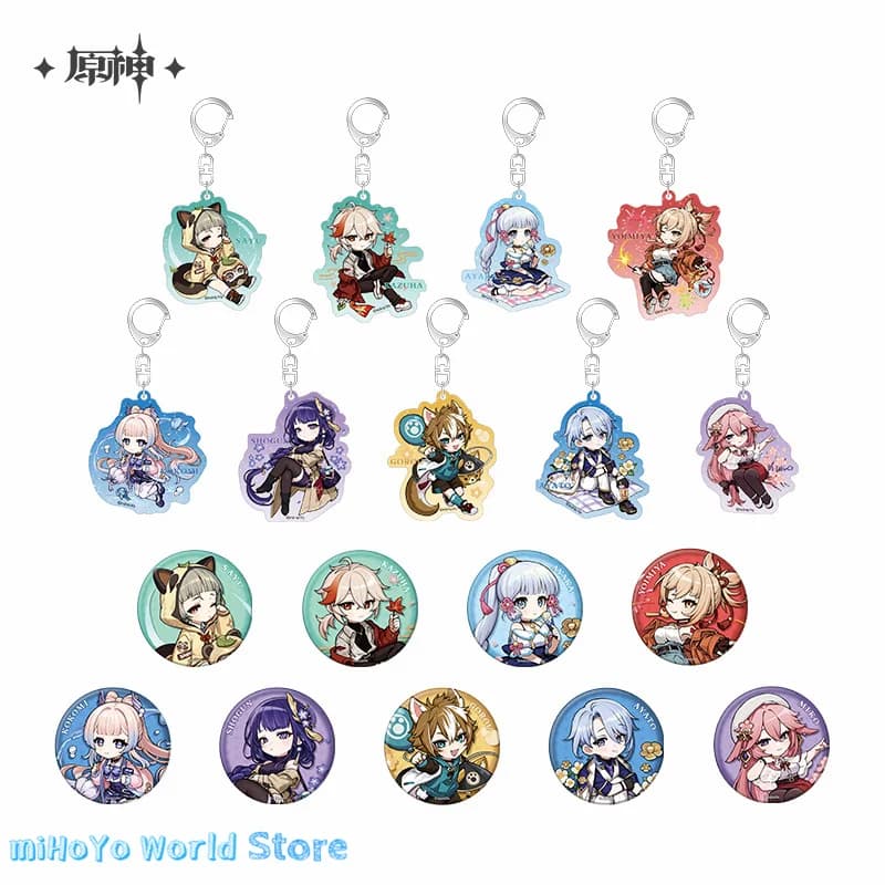 MiHoYo Official Genuine Genshin Impact Authentic Theme Series Yae Miko Badge Sayu portachiavi ciondolo Kazuha Ayato regali di compleanno