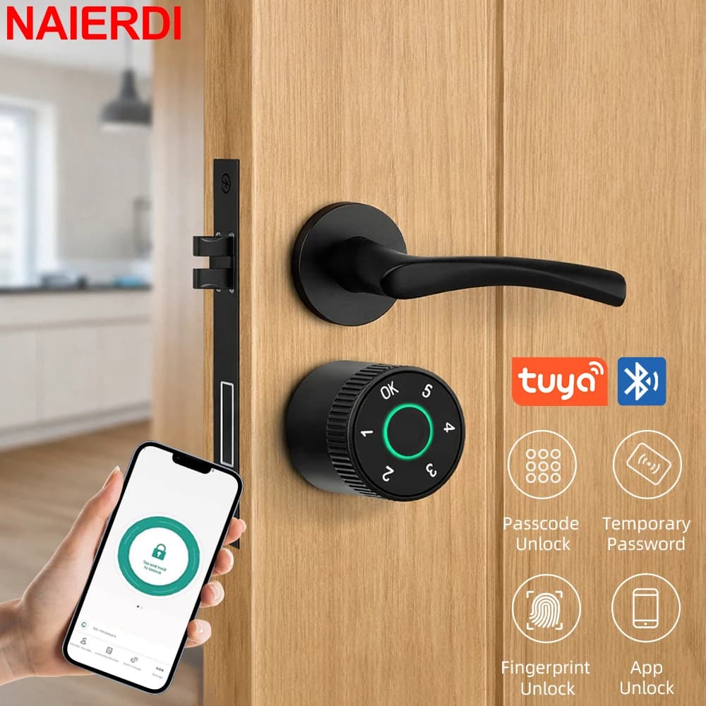 NAIERDI Cilindro per serratura intelligente App Tuya Password per impronte digitali Sblocco Aggiornamento nucleo serratura elettronica per serratura domestica meccanica