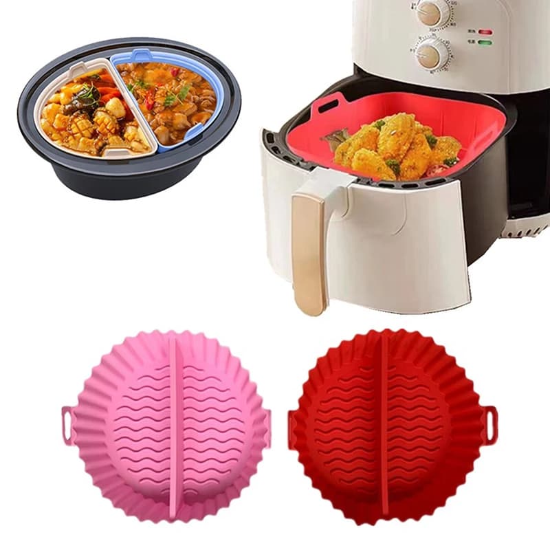 Dividere Friggitrici ad Aria in Silicone Teglia da Forno Pizza Pollo Fritto Airfryer Cestino in Silicone Riutilizzabile Airfryer Pan Liner Accessori