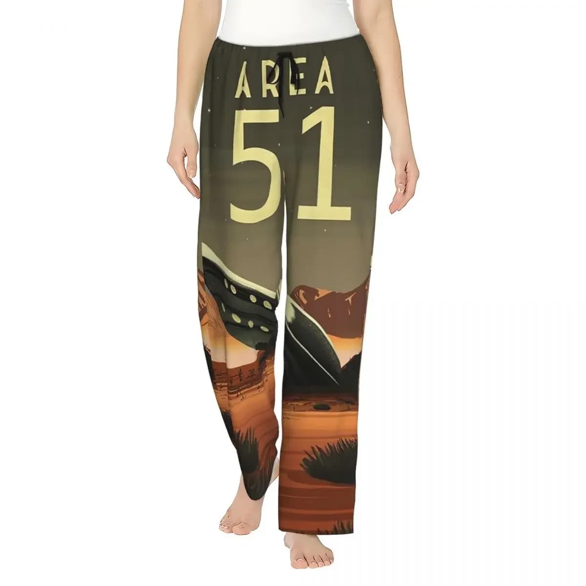Custom Roswell, New Mexico Desert Area 51 Poster Women Pajama Pants Lounge Sleep Sleepwear Bottoms with Pockets