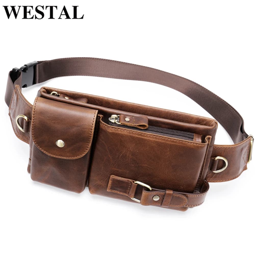 WESTAL borsa da uomo cintura borsa a Banana in pelle cintura da uomo borsa a tracolla da uomo borsa da cintura da uomo borse da coscia per uomo marsupio da uomo 9080