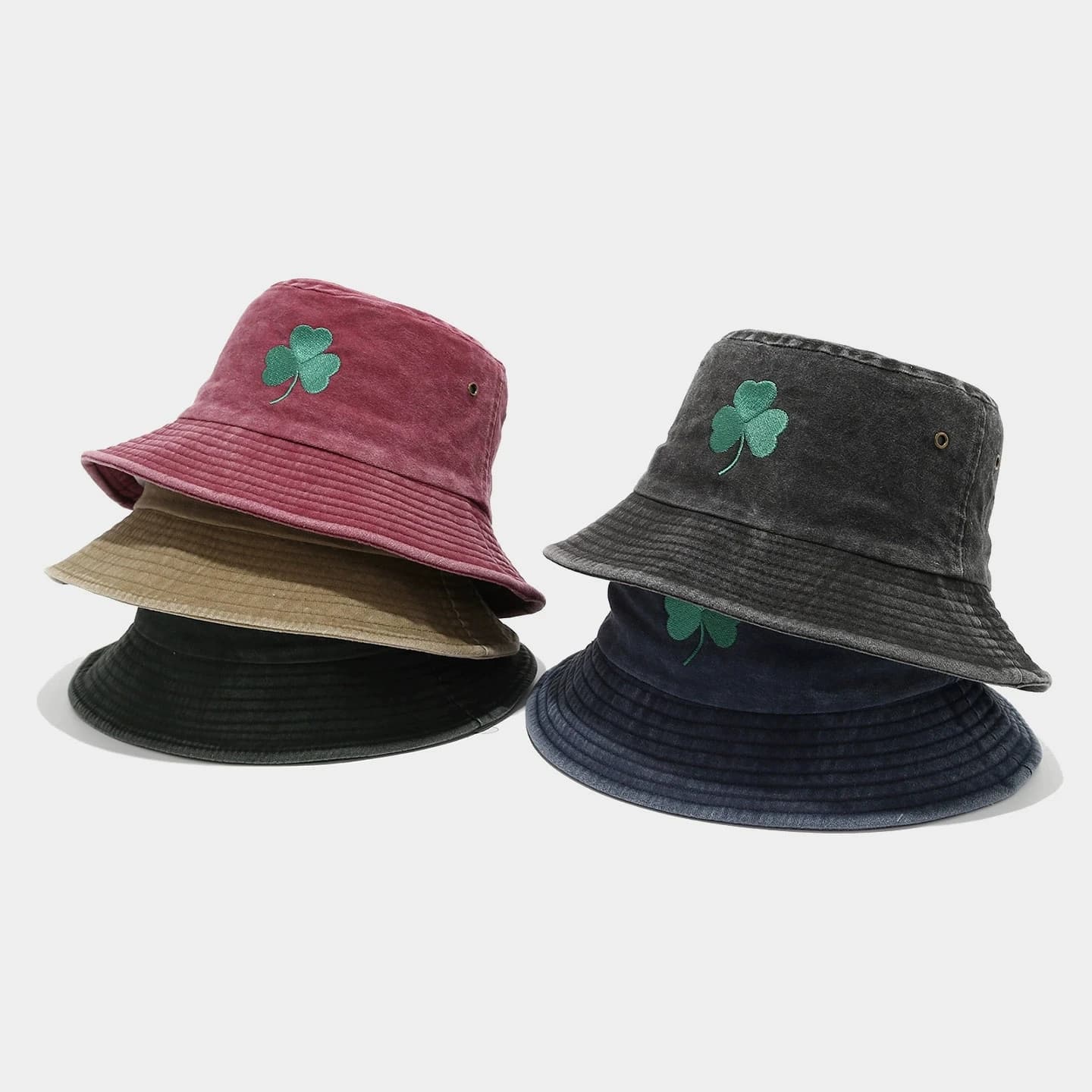 Irish Green Buckle Hats for Men Woman Fisherman's Caps With Embroidered Panama Hat Trifoil With Outdoor Vintage Unisex Solar Protection