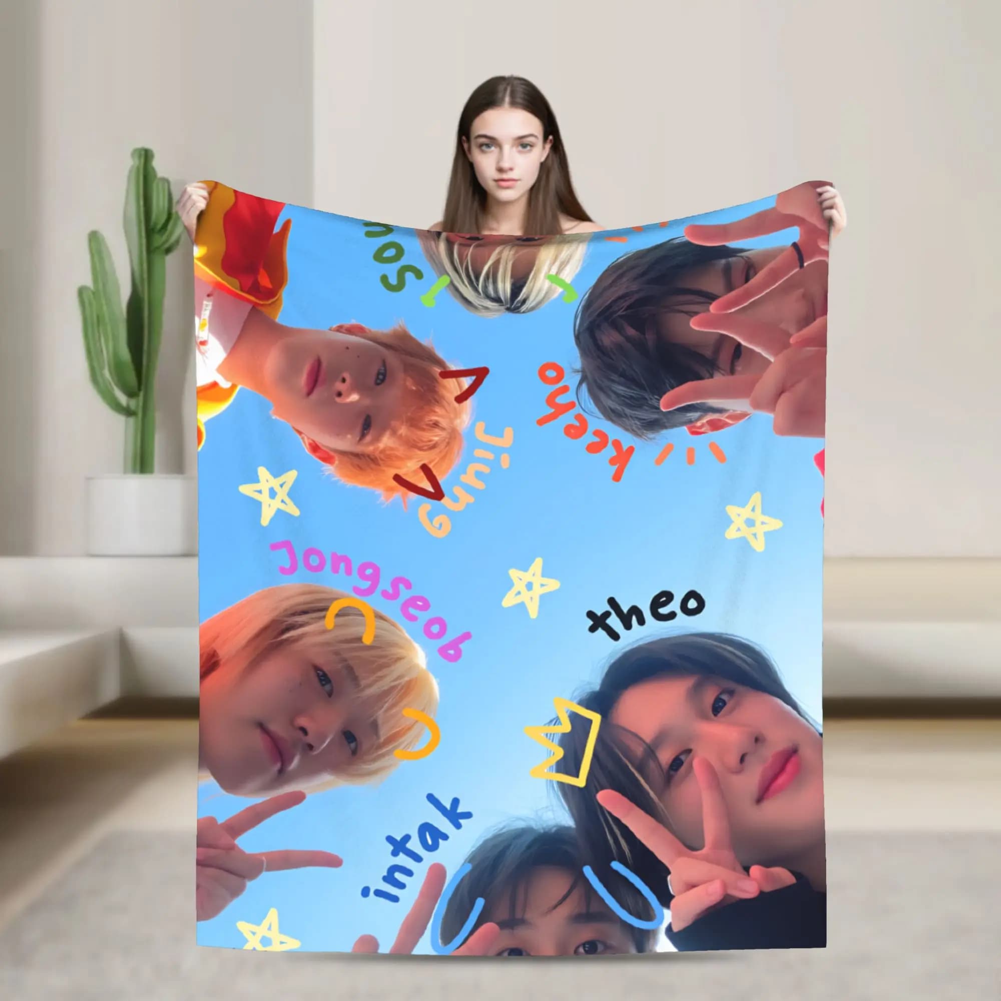 P1 Harmonys Plush Blanket Boy Girl Flannel Throw Blanket For Couch Chair Soft Warm Customized Quality Bedspread Present