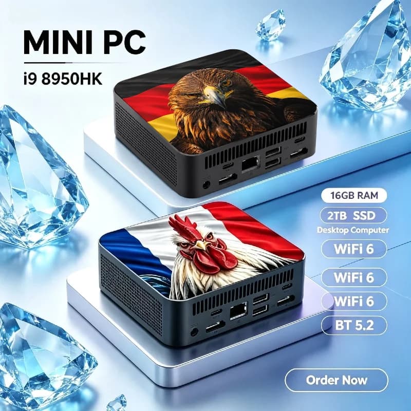 2026 Mini PC Portable Computer Intel Core i9 8950HK 16GB RAM 2TB SSD Gaming PC Windows 11 Wifi 6 BT5.2 Office Study Gamer PC