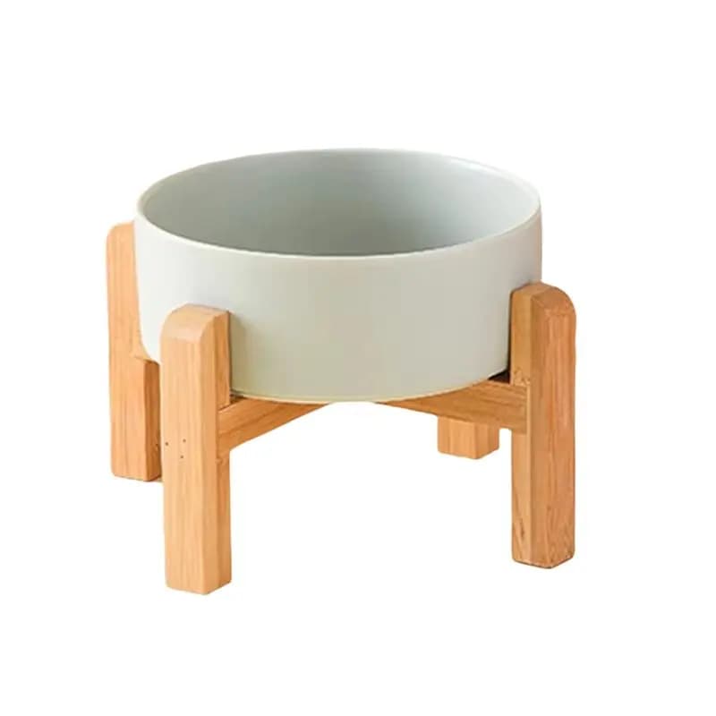 AEE6-Big Dogs Bowl Double Elevated Pet Food Water Feeders Small Medium Large Dog Feeding Supplies With Wooden Stand