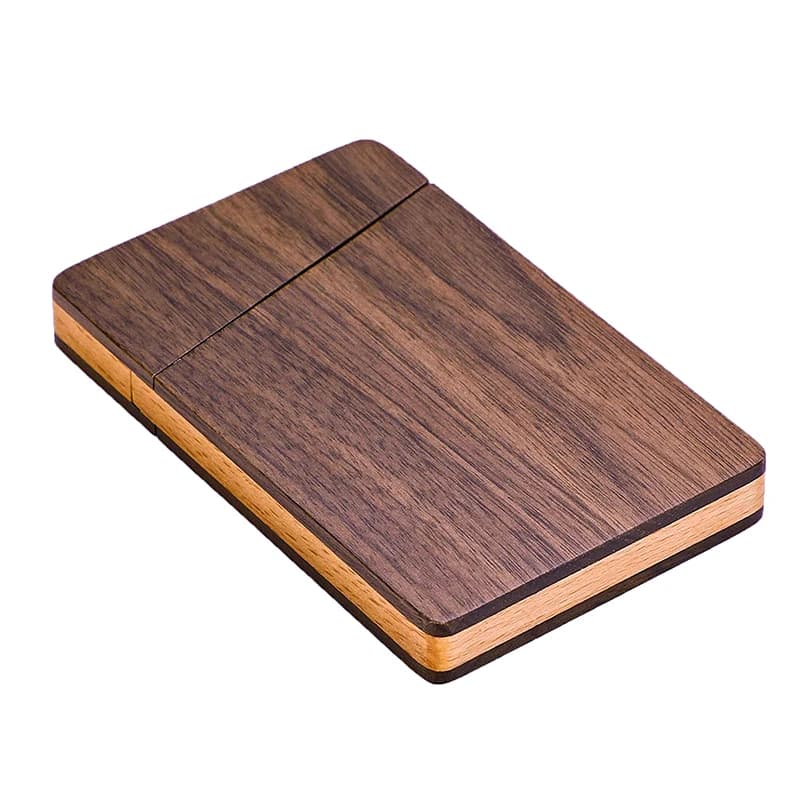 Porta carte sottile da uomo Porta biglietti da visita portatile in legno di noce Porta biglietti da visita in legno Accessori da scrivania