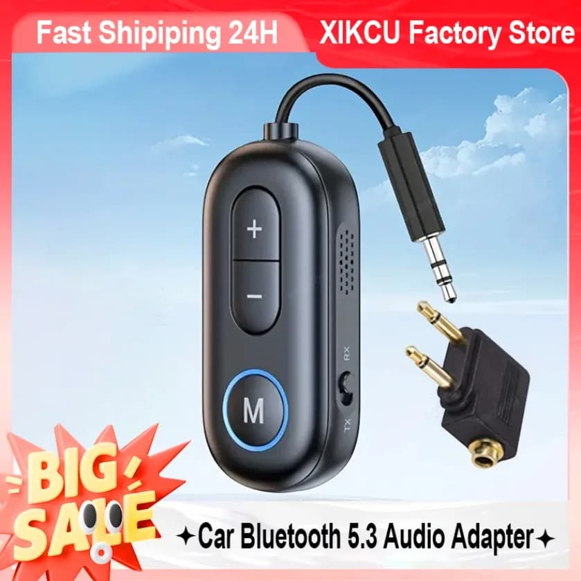 XIKCU Universal Bluetooth 5.3 Wireless Audio Adapter Transmitter Receiver 3.5mm AUX USB For Airplane PC Car Speaker Headset