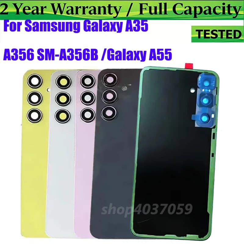 For Samsung Galaxy A35 A356 SM-A356B A55 Rear Cover Housing Battery Back Door Case Cover With Camera Lens Chaiss Sticker