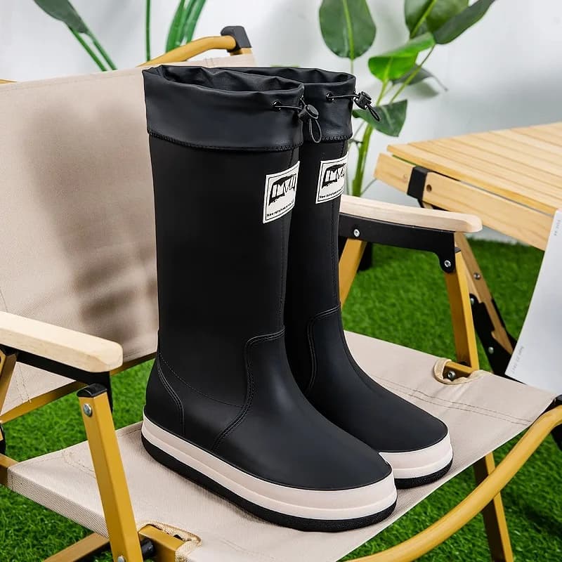 Men's High-Tube Work Boots Waterproof Non-Slip Rubber Shoes for Fishing Kitchen Delivery Rider Water Shoes Fall Season