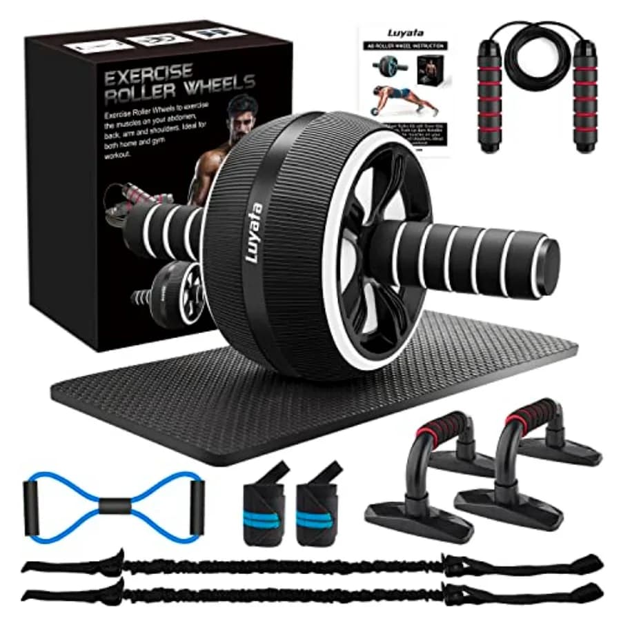 10-in-1 Abdominal Wheel Kit with Resistance Bands, Knee Mat, Jumping Wheel, Spin Bar, Home Gym Equipment for Men and Women, for Core Force