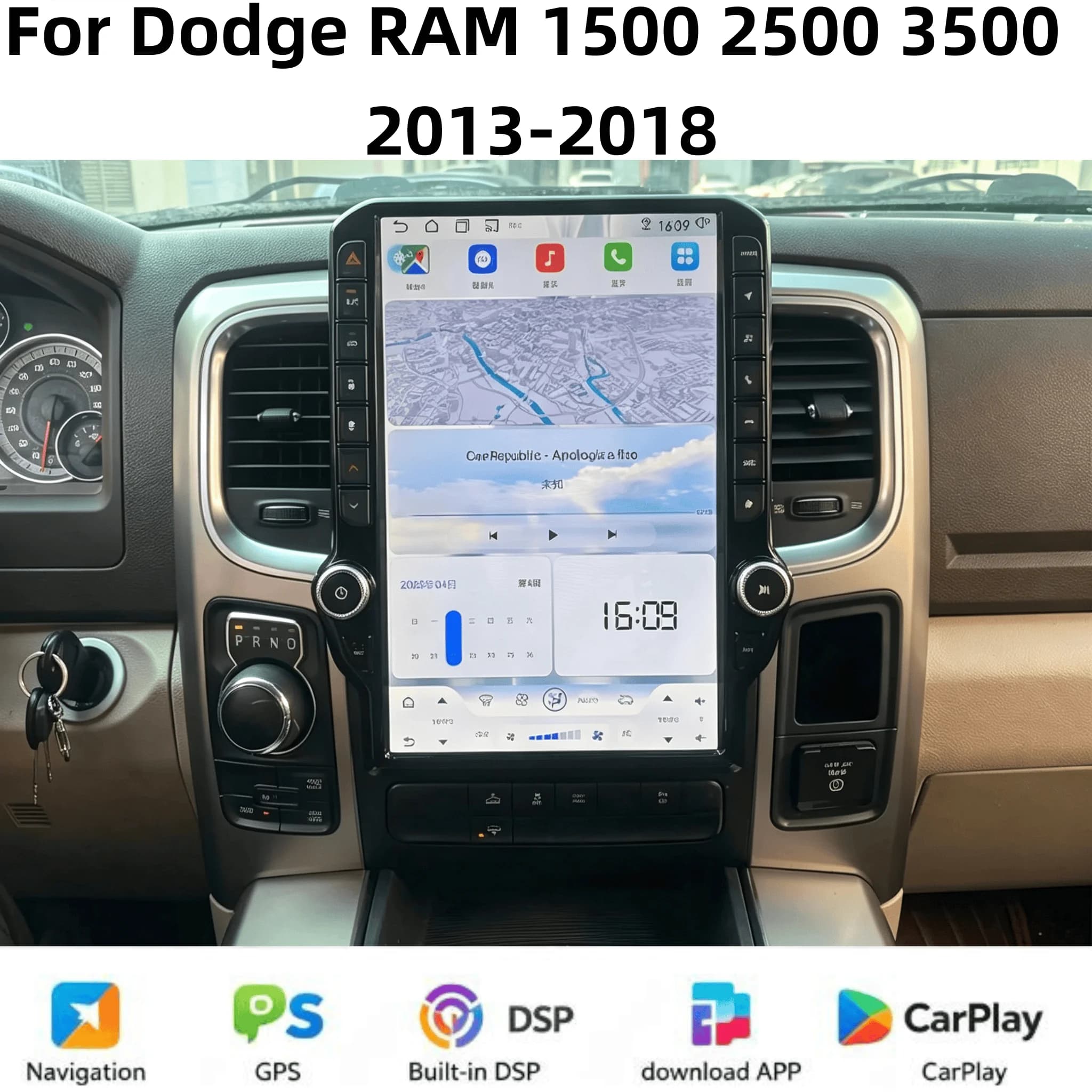NUOVO Schermo Multimediale Android 13 da 14,5 Pollici con Qualcomm per Dodge RAM 1500 2500 3500 2013-2018, Radio Auto con Carplay, Bluetooth