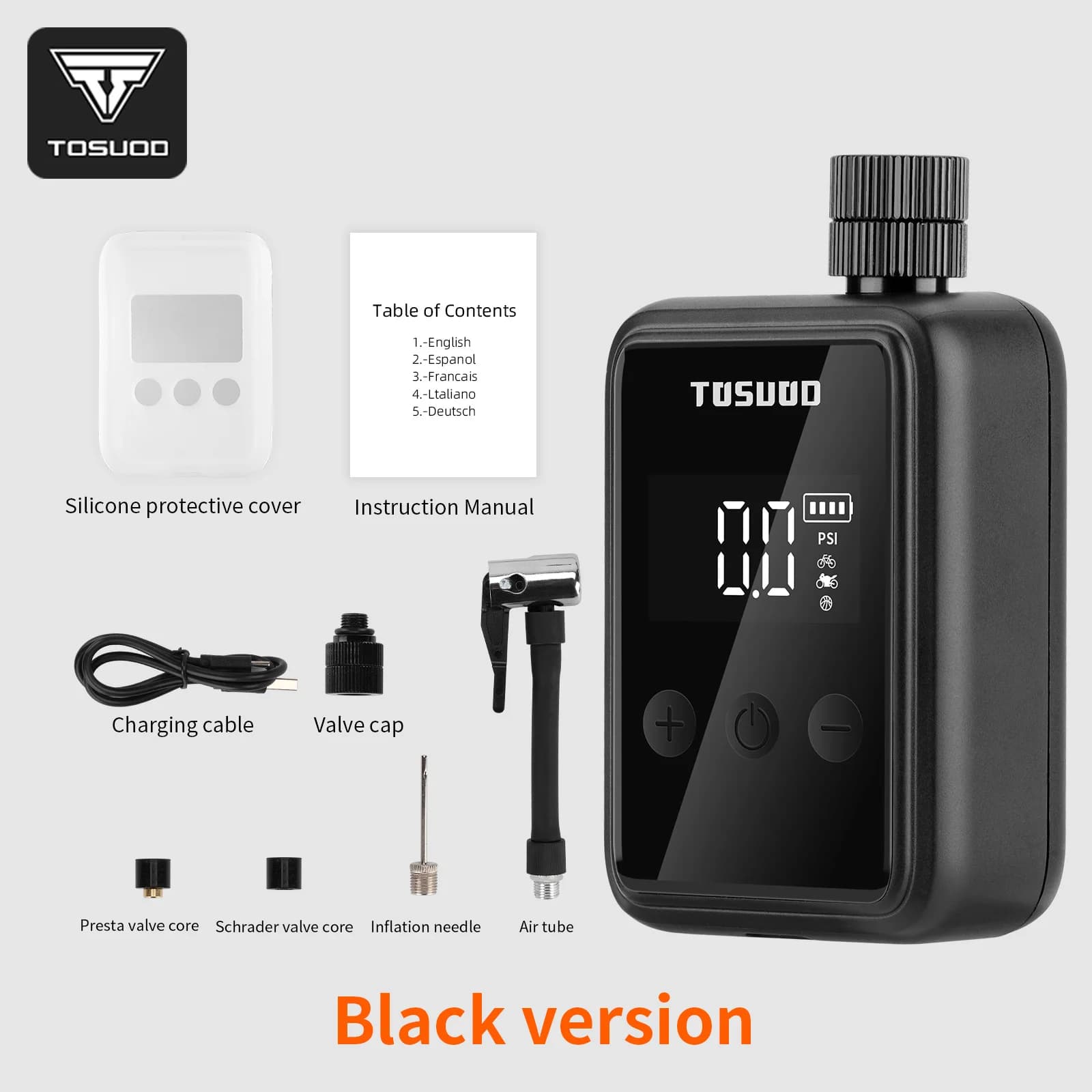 TOSUOD Mini Emergency Bicycle Air Pump Portable 150PSI Bike Electric Air Pump Rechargeable Motorcycle Tires Air Pump