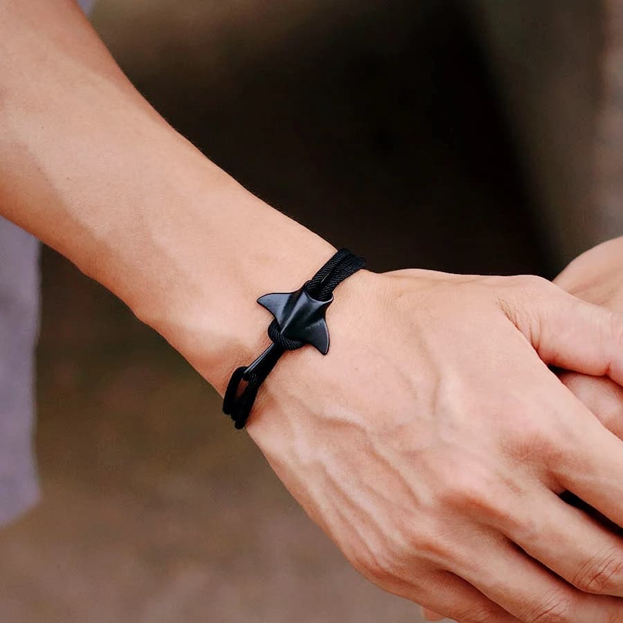 Noter New Fashion Animali marini Bracciale Manta per uomo Bracciale da surf con catena regolabile a doppio strato fatto a mano