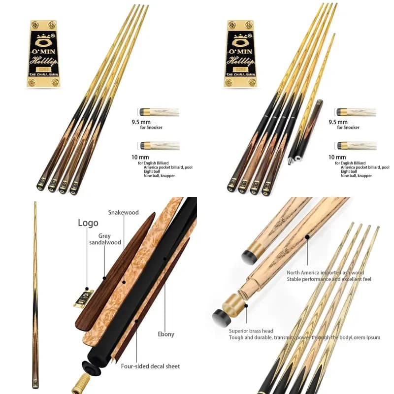 SFW Certificate SO-4 One 1 Piece 3/4 Handmade Helllip Snooker Cue Ash Wood Pool Game Snooker Cue Ebony Omin Pool Snooker &