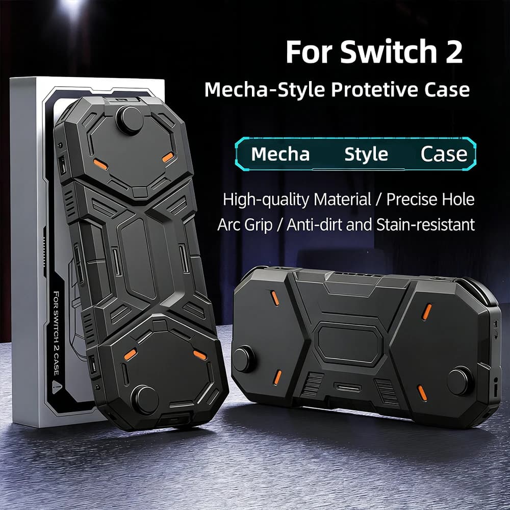 Custodia Protettiva Data Frog Stile Mecha per Switch 2, Cover Rigida Antiurto a Corpo Intero con Impugnatura