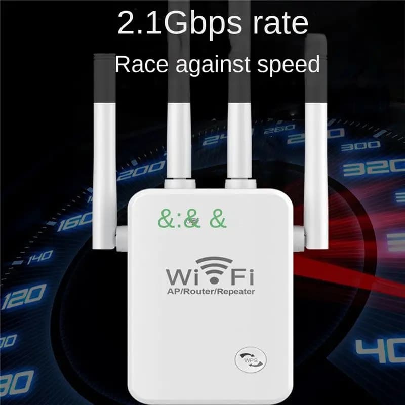 feelfeel 300M WiFi Router Wireless Repeater 2.4G Signal Booster Extender 4 Antenna Router Signal Amplifier for Home(EU Plug)