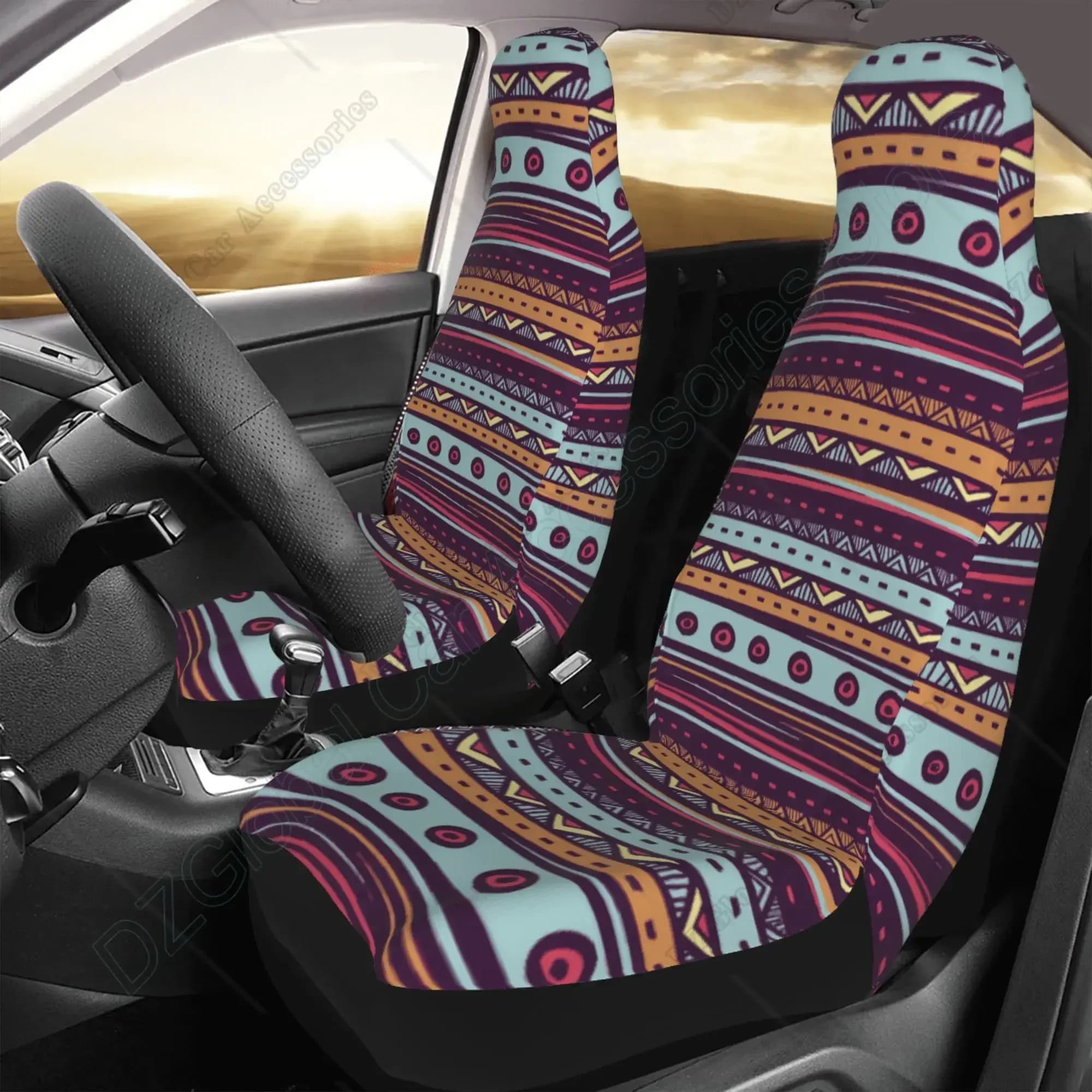 Colorful Striped Seat Cover Baja Fabric Universal Seed Cover Set of 2 Car Seat Covers Aztec Model