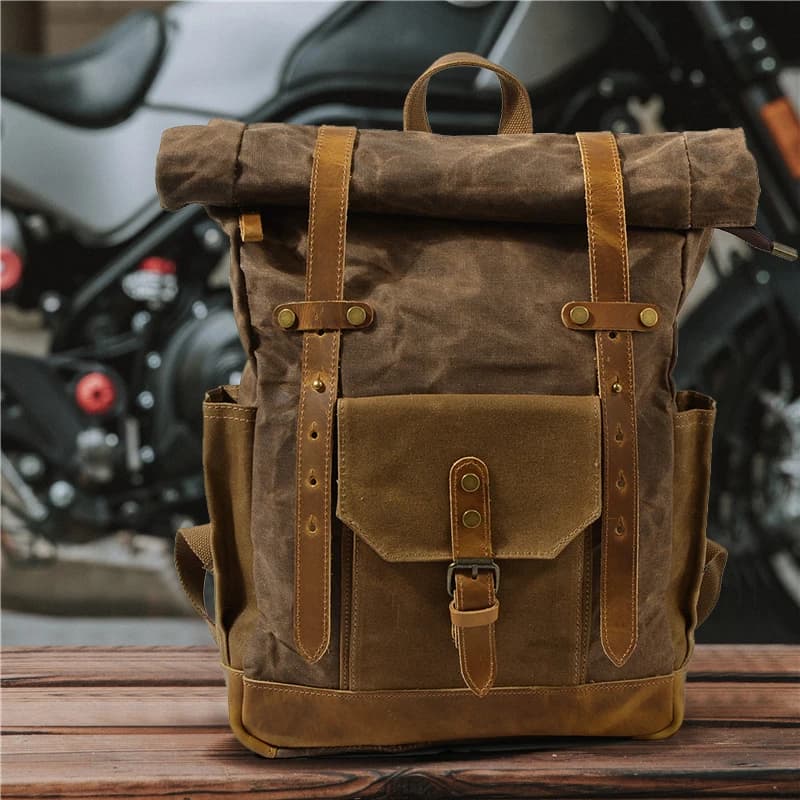 Retro Mad Leather Canvas Backpack Large Capacity Oil Wax Outdoor Travel Climbing Double Shoulder Bag Unisex Youth Backpack