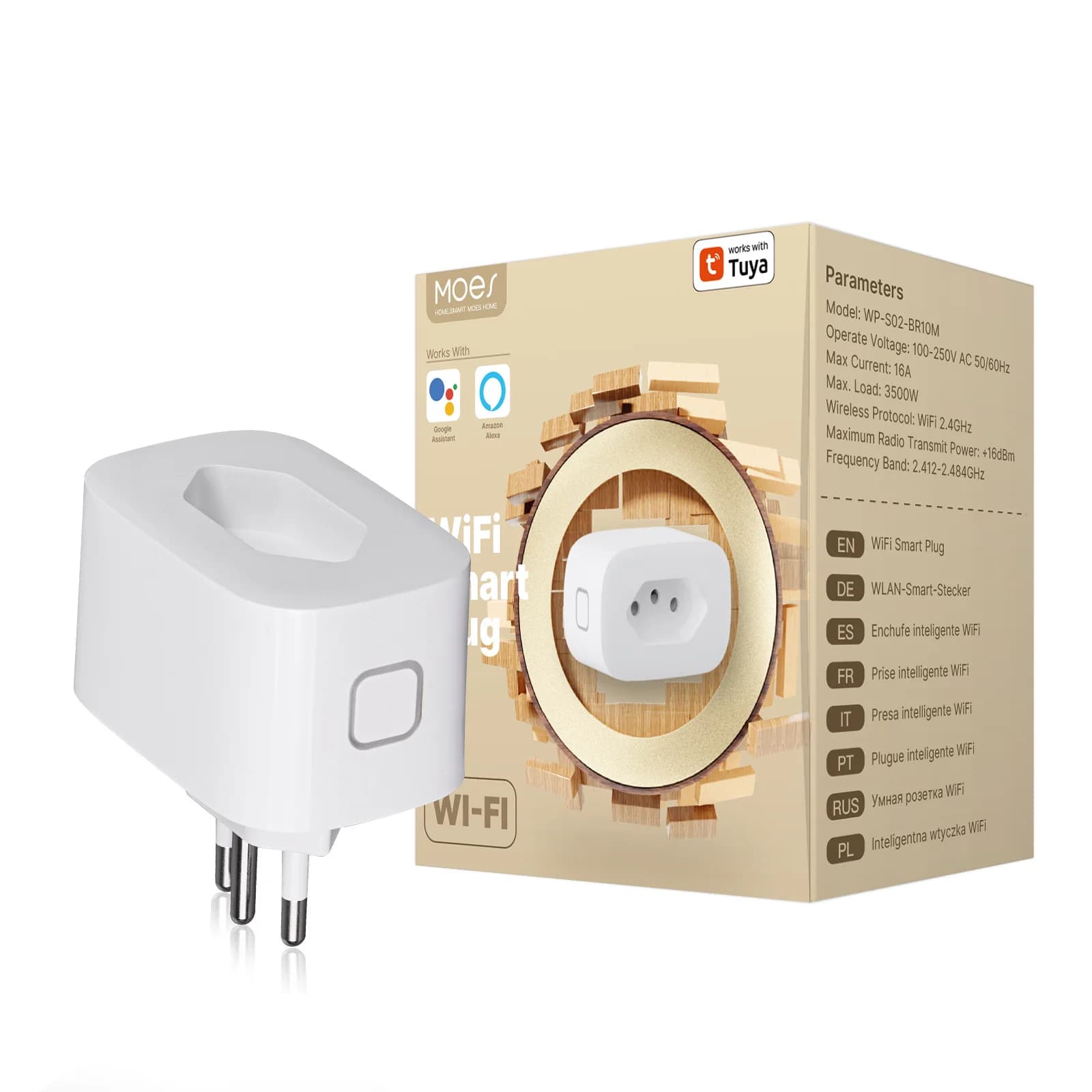 Brazil Tuya 16A Standard Wi-Fi Smart Spine with Power Monitor, Smart Life APP Smart Holder Voice Function for Google Home Alexa