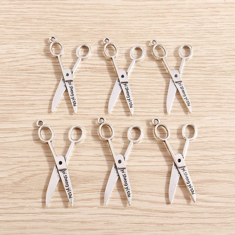 Tusember 10Pcs 22*40mm Alloy Pendant Metal Scissors Charms For Handmade Earring Necklaces Keychain Craft DIY Supply