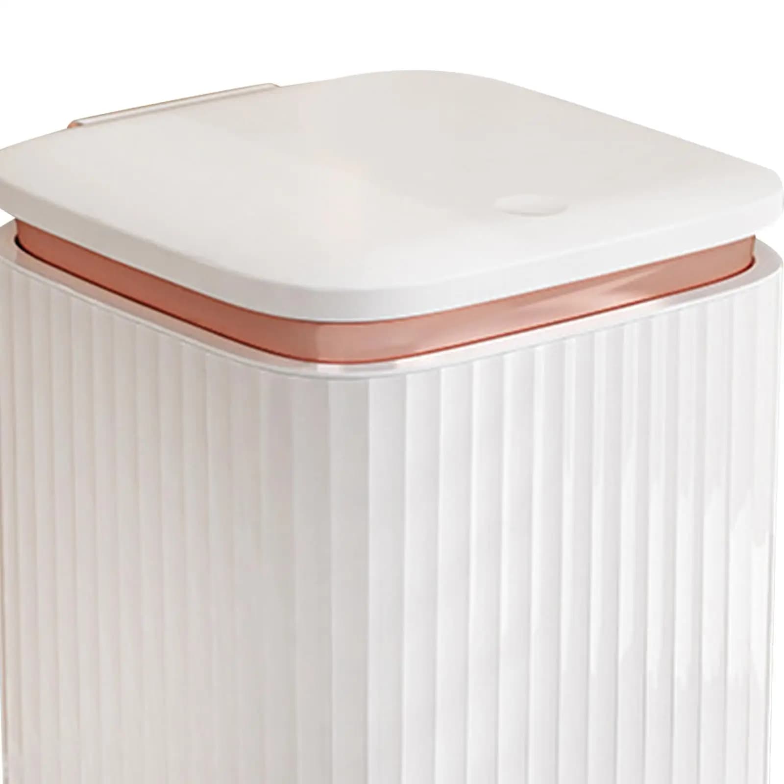 Cestino per Rifiuti da Bagno con Pedale e Coperchio a Pressione, Contenitore Rettangolare per Ufficio, Veranda, Garage, Toilette, Casa