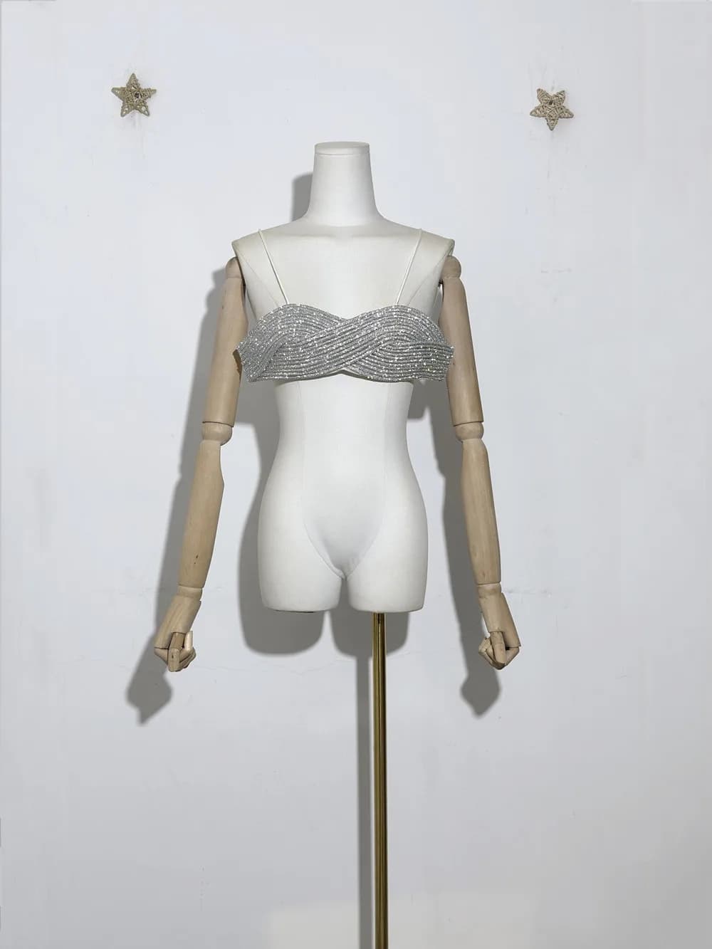 Gilet estivo Catena di diamanti in cristallo Reggiseno bikini semicircolare Accessori a catena Reggiseno Bretelle sexy Reggiseno superiore y2k