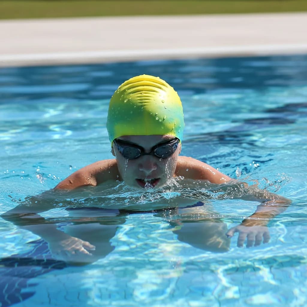 Cuffia da nuoto in silicone per adulti, design sfumato, copertura impermeabile per le orecchie, unisex