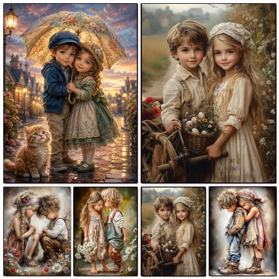 DIY Diamond Painting Good Friends Boy Gril Full Drill Diamond Art Kits, Cross Stitch Mosaic Embroidery Home Decor Gift
