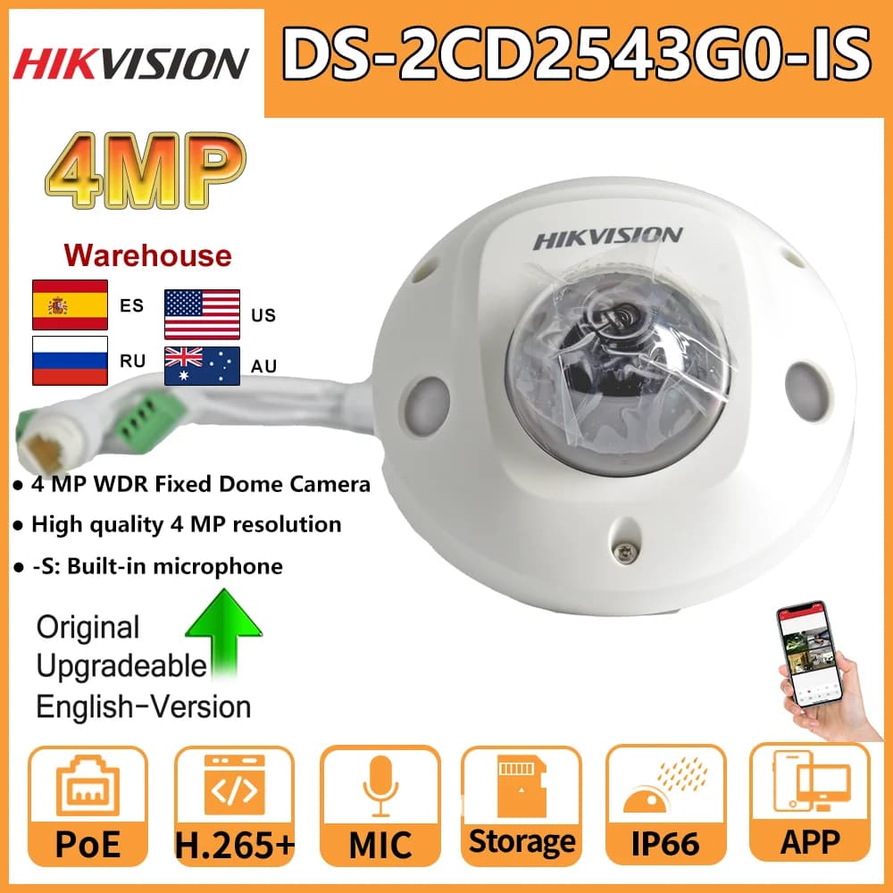 Telecamera IP originale Hikvision 4MP DS-2CD2543G2-IS AcuSense Microfono incorporato PoE IR Rete Dome Sicurezza CCTV IP66 Video sorveglianza