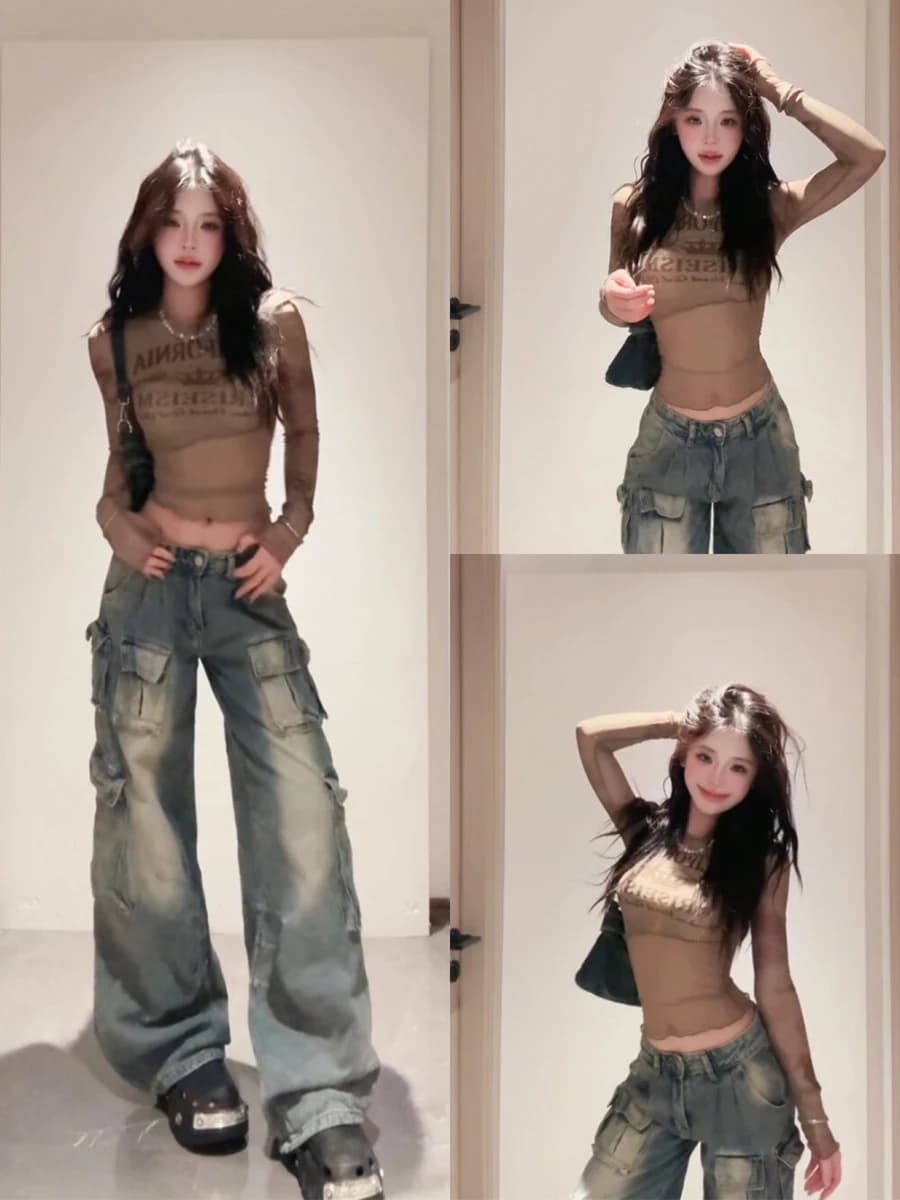 Retro Vintage High Waist Wide Leg Casual Jeans Women's Summer Loose Fit Slimming Denim Workwear High Street Style Blue Jeans
