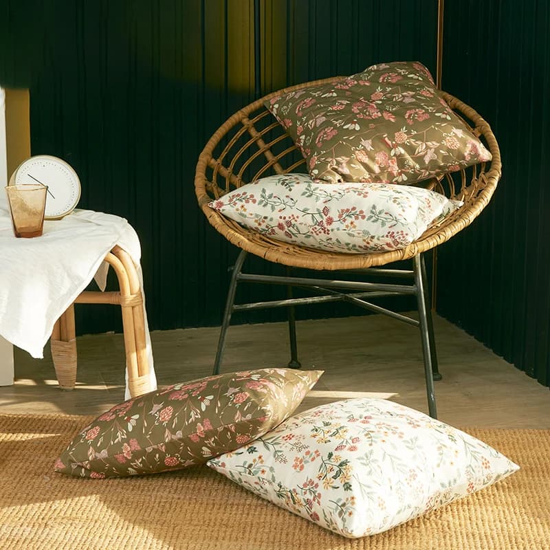 Confezione da 2 fodere per cuscini da giardino per esterni, nuove fodere per cuscini rivestite impermeabili e resistenti alle macchie, cuscini da terrazza con stampa floreale geometrica
