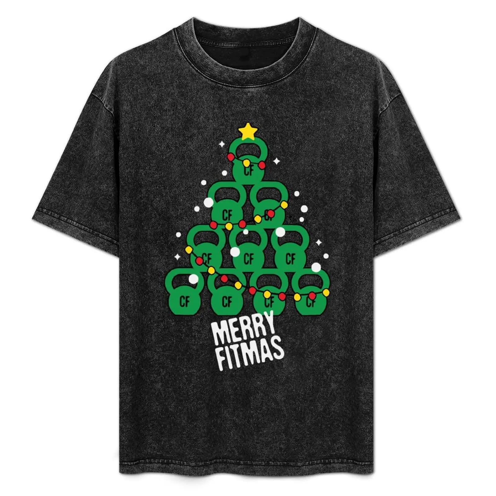 Kettlebell tree, Albero di Natale, Allenamento natalizio, Merry Fitmas, T-shirt da sollevatore di pesi, Top a maniche corte Dry Fit da corsa