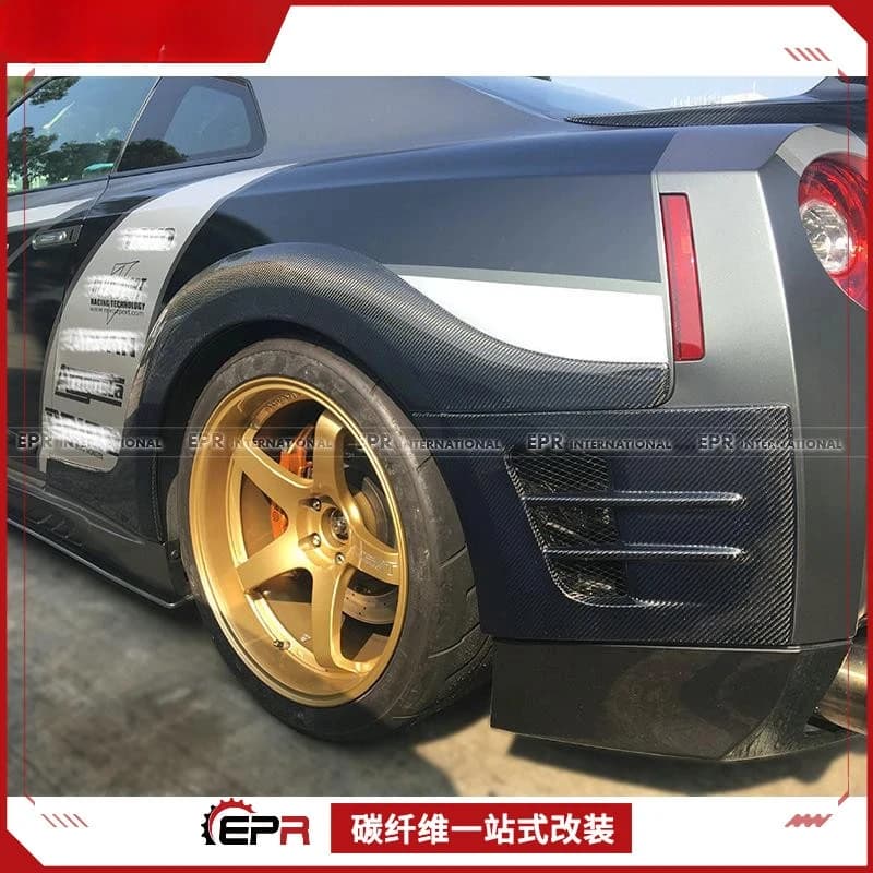 Per Nissan GTR R35 TopSECRET Modello Kit corpo posteriore largo in fibra di carbonio: arco ruota + presa d'aria paraurti