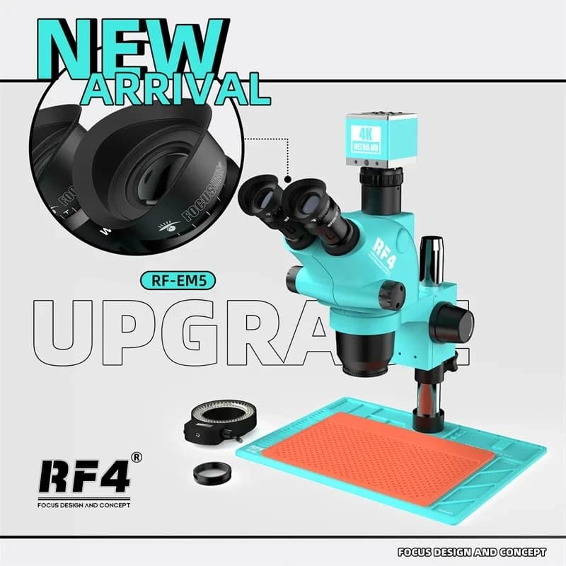 Trinocular Stereo Microscope with Zoom Lens, Repair Welding Tool, 4K Camera, RF4 RF6565-PO4-4K
