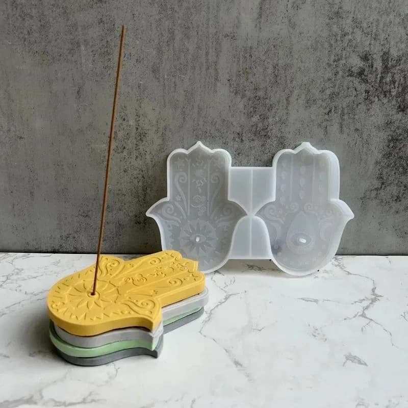 1Set Hand of Fatima Incense Sticks Base Mold DIY Yoga Cement Plaster Flower of Life Holder Tray High Quality Home Decor