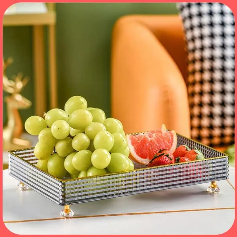 A76I-Home Soggiorno Piccoli snack Vassoio di rinfresco diviso Piatto di frutta secca in plastica Piatto di caramelle stile Ins per la casa, C
