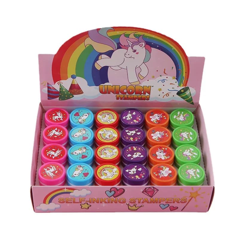 24pcs/set Self-inking Unicorn Infantil Stamp Set
