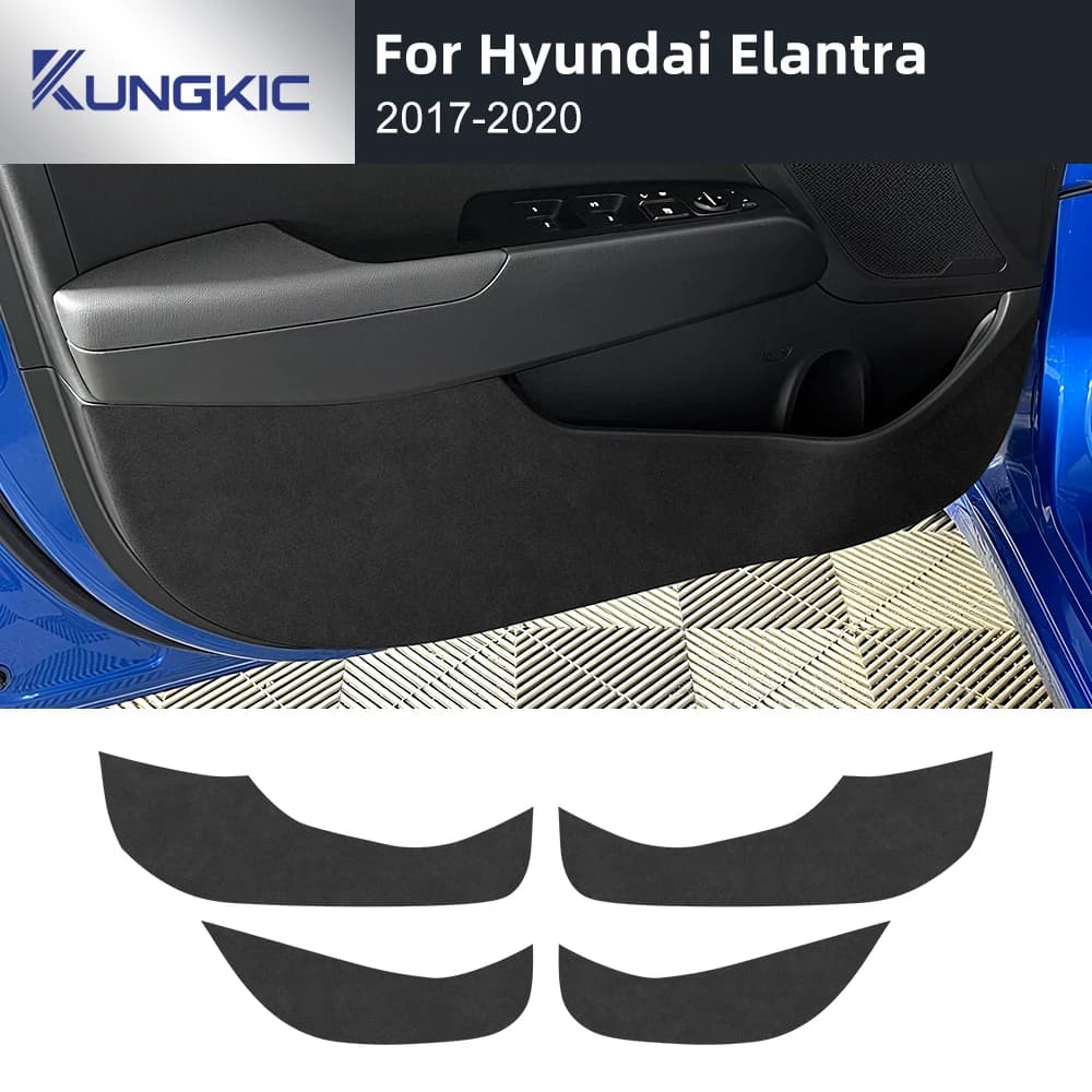 For Hyundai ELANTRA 2017 2018 2019 2020 Anti-shoe Pad Auto Carbon Leather Zerbino Trim Accessories LHD RHD