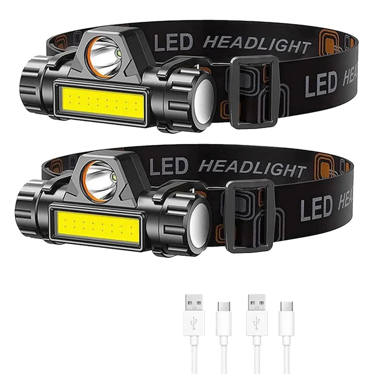 Lampada frontale ricaricabile COB LED USB con forte magnete, potente faro super luminoso impermeabile per la pesca all'aperto
