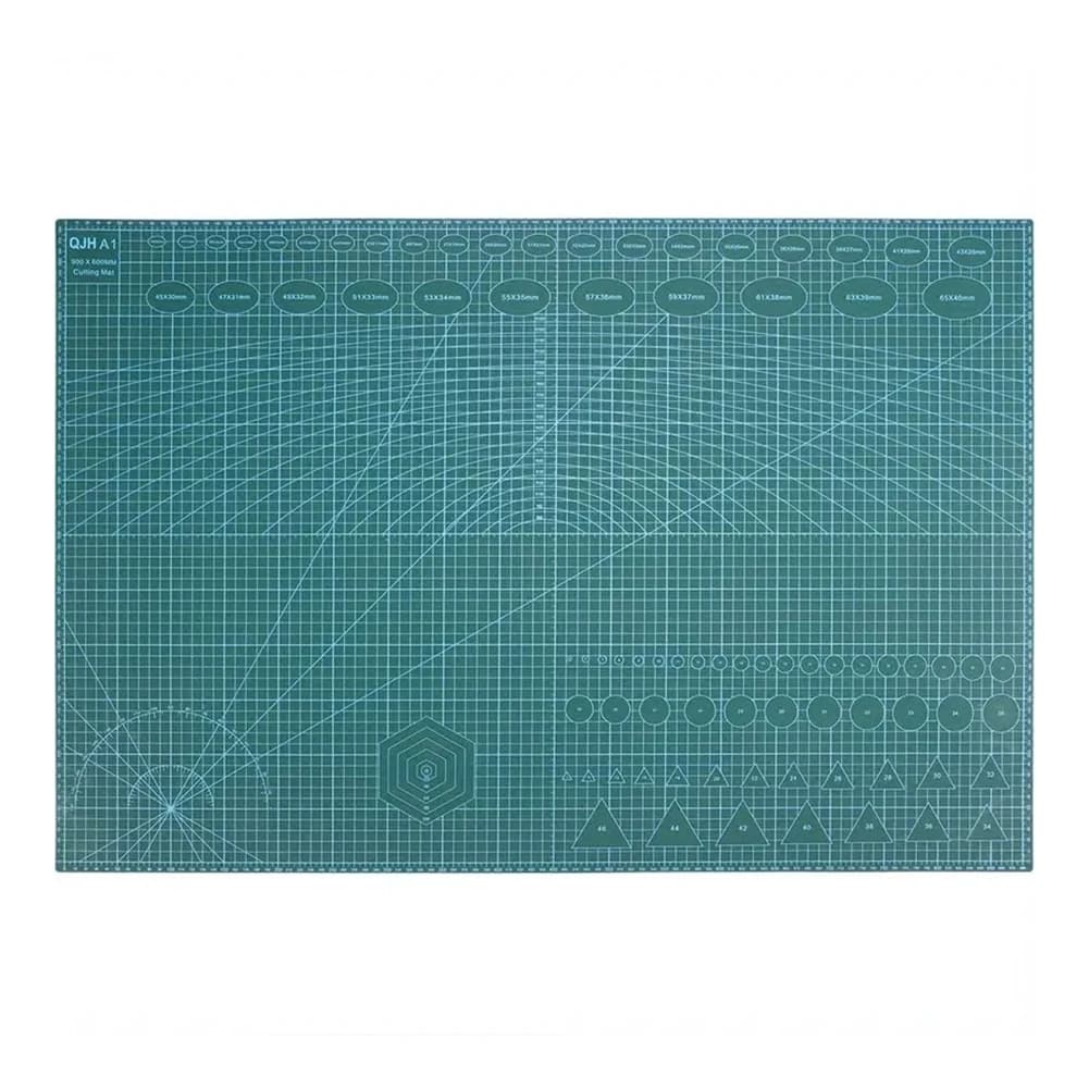 Tappetino da Taglio Autoriparante a Griglia 90x60cm, Piastra in PVC a 3 Strati per Scrapbooking e Progetti Fai-da-Te
